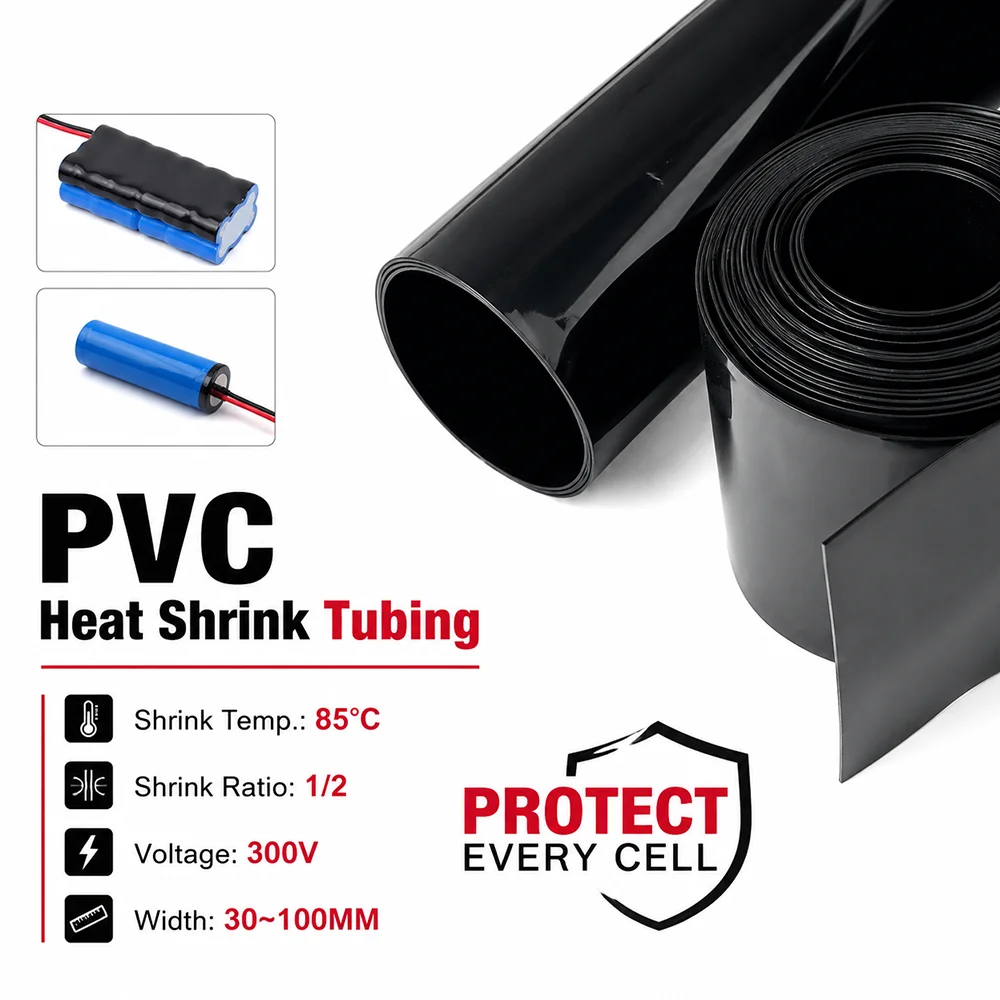 Black PVC Heat Shrinkable Pipe Wide 30-100mm Insulation/flame retardant/cable wrapped protective hose