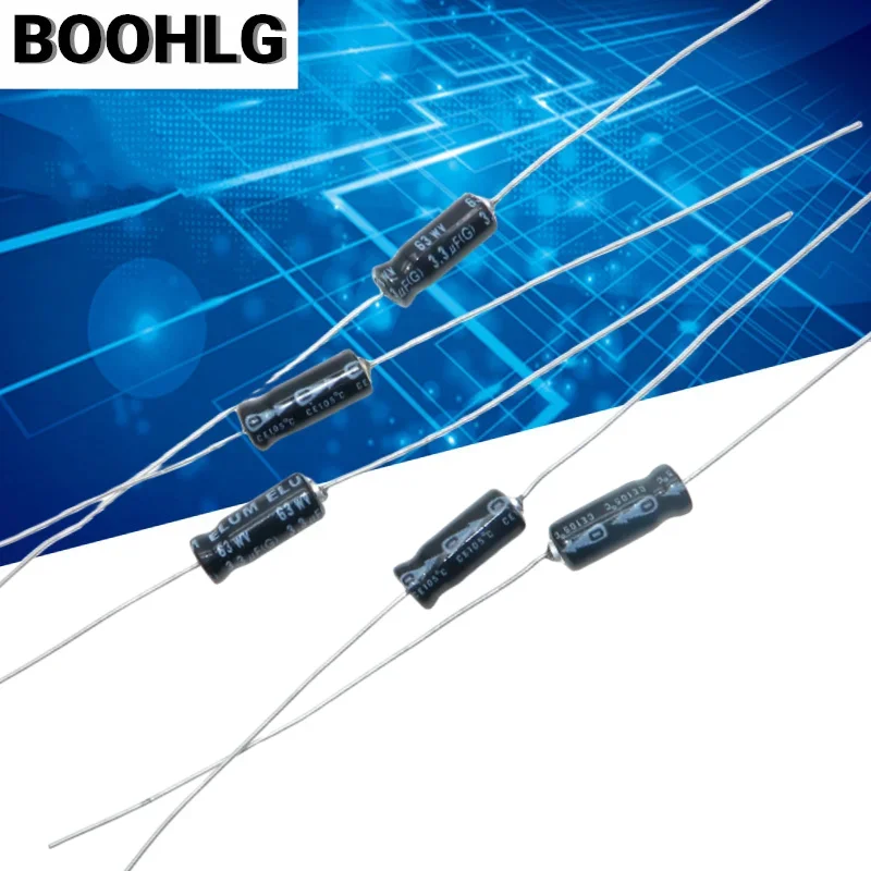 10PCS ELUM 2.2UF 63V 3.3uf 63V 4.7uf Axial polarized electrolytic capacitor 63v 2.2uf  5X13mm