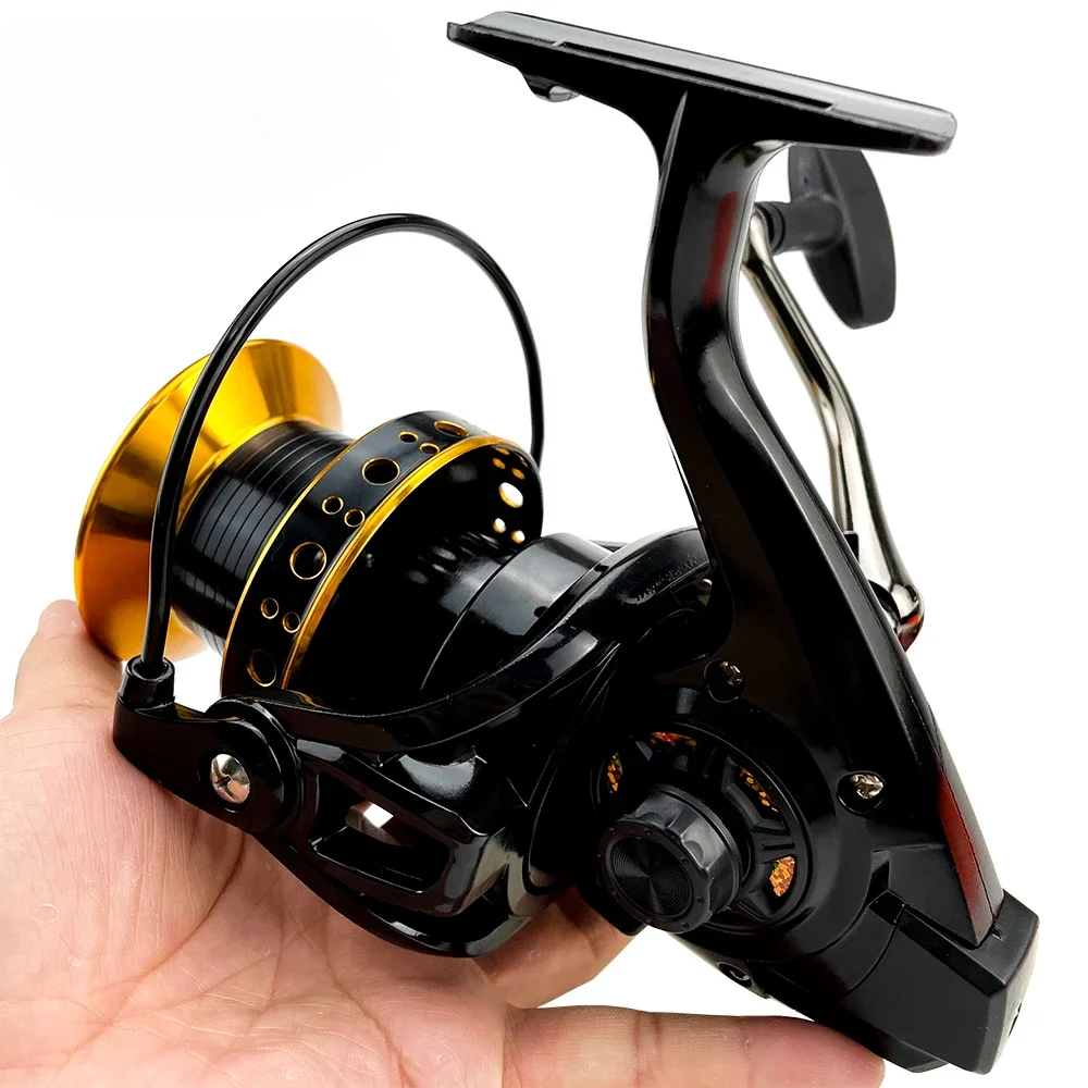 Large Metal Spool Spinning Fishing Reel 9000/10000/12000 Series Saltwater Freshwater Coils Drag Power 20-30KG High Strength