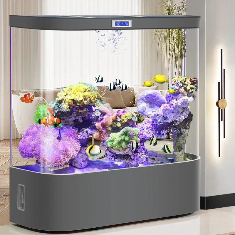 Nordic Floor Aquariums Automatic Filtration Cycle Living Room Appreciate Fishbowl Ecological Box Simple Pet Products 수족관 FYFT