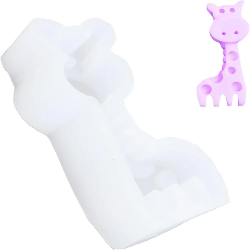 2PCS Flexible Silicone Silicone Mold 3D Giraffe Shape Non Stick Surface Candle Mold Easy To Clean Animal Mold