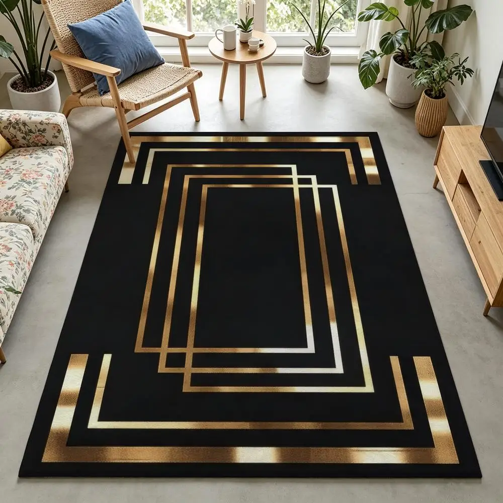 2D 1 piece soft, easy-care, machine-washable indoor rug for Art Deco Geometric, suitable for under dining table, living room, bedroom, entryway, office, rustic home decor