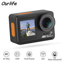 Ourlife Action Camera 5M Bare Metal Waterproof 4K30FPS WiFi Webcam 4X Zoom Underwater Sport Camera Bicycle Helmet Action Cam