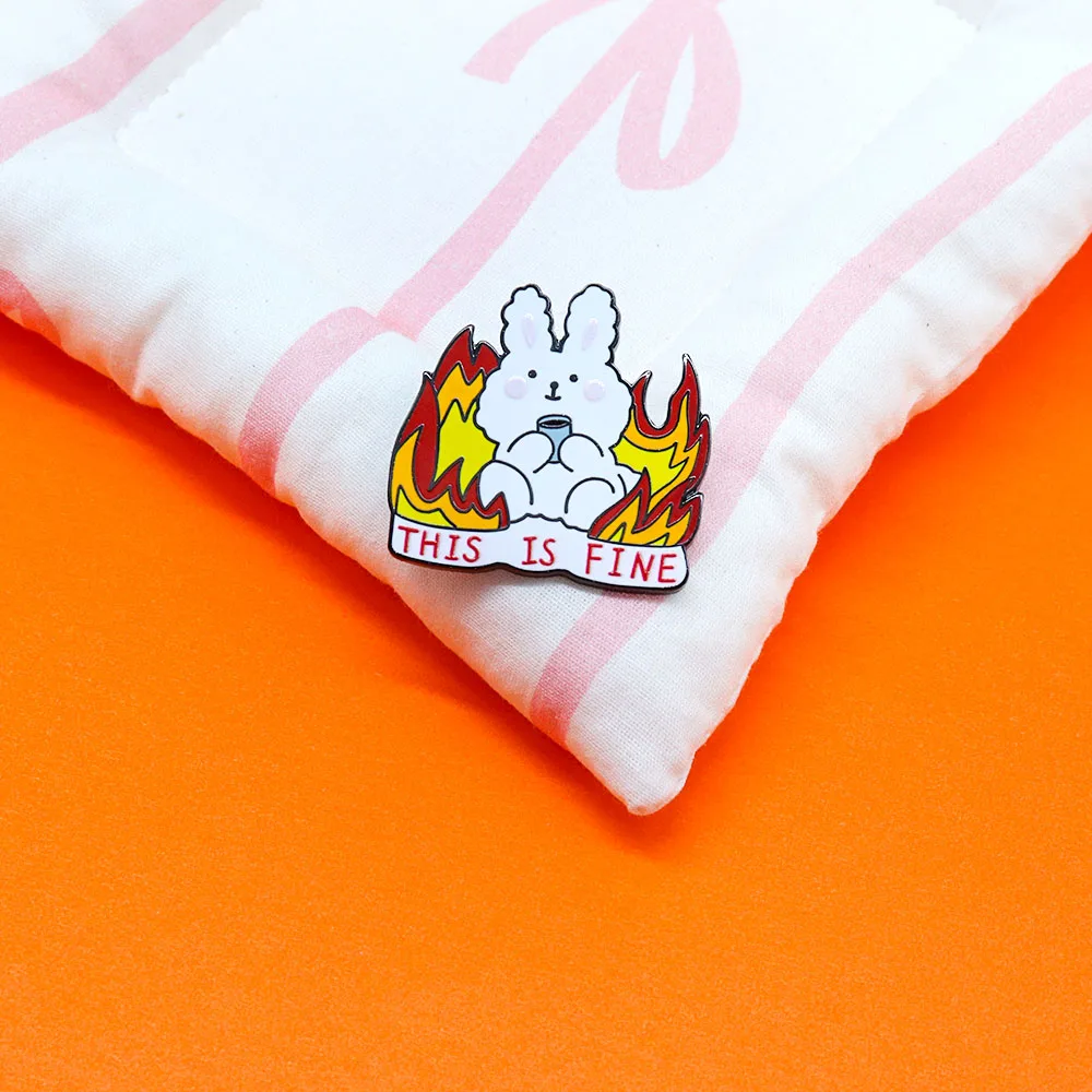 هذا هو شارة جيدة حرق الأرنب شرب المينا دبوس لطيف الحيوان لهب ملهمة بروش الجدة متعة على ظهره الزخرفية #5