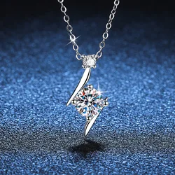 1.0 carat women moissantie pendant necklace for charm lady Solid 925 Sterling Silver Wedding Women Promise fine Jewelry gift