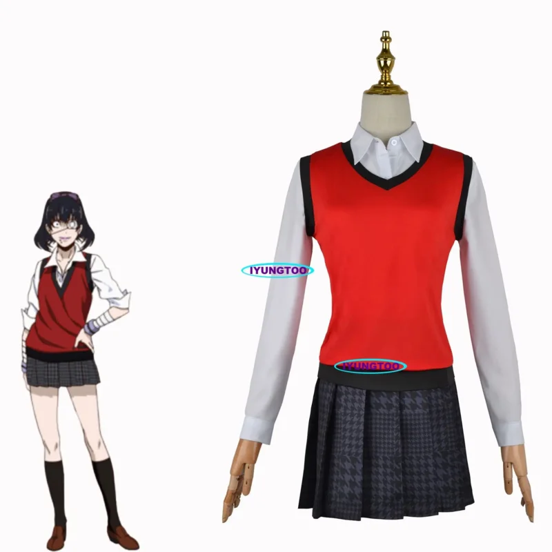 Anime Midari Ikishima Kakeguruis Cosplay Costume Japanese High School Uniform Gambler Girls Women Clothes Skirt Zentai Cloth Set