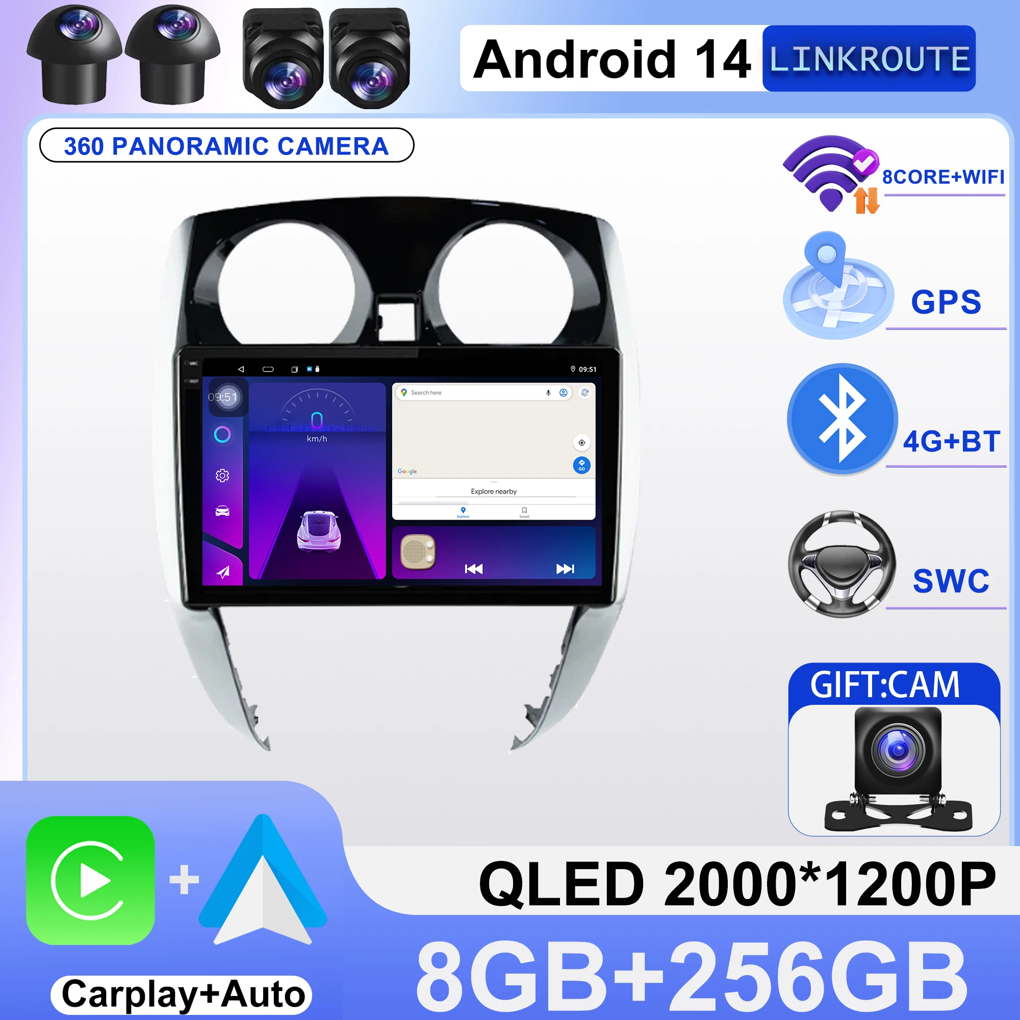 For Nissan Note 2 E12 2012 - 2021 Carplay Auto 4G+WIFI GPS Car Radio Navigation Multimedia Video Player Stereo BT Android 14