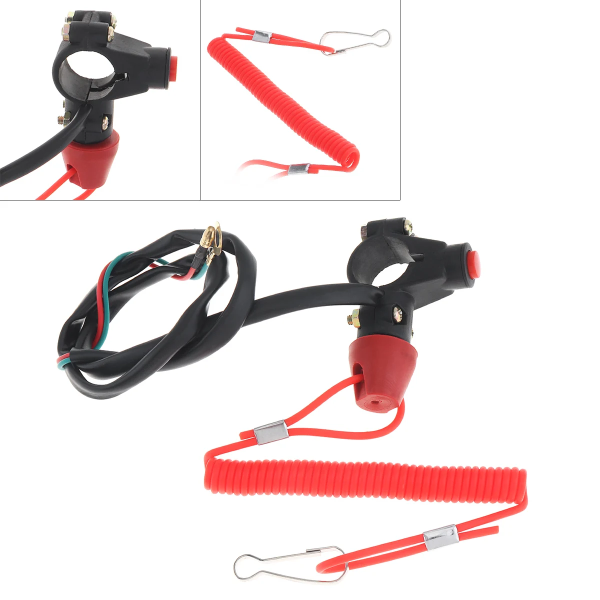 

22MM Universal Motorcycle Emergency Power Off Dual Flameout Trainer Switch with Red Lanyard for Binding ATV 49 CC Motorbikes