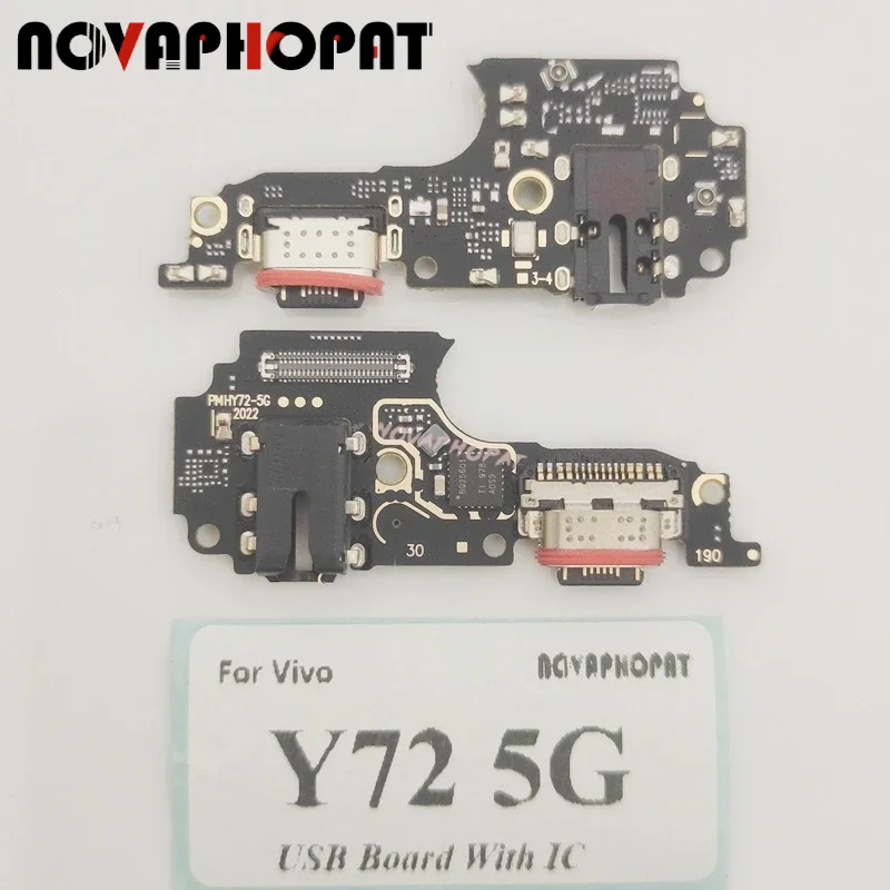 For Vivo Y72 5G / Y53S USB Dock Charger Port Plug Headphone Audio Jack Microphone MIC Charging Board With IC