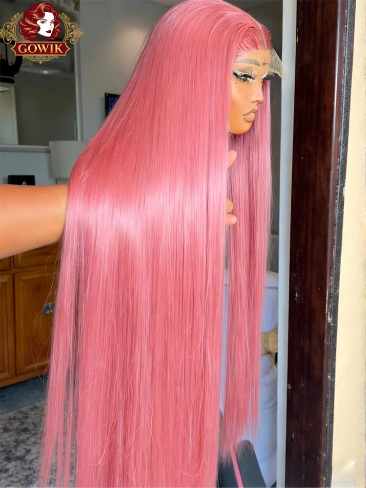 

26 38 Inch Lace Front Wigs 230% Pink Straight Human Hair Wigs13X6 Hd Lace Frontal Wigs Colored Brazilian Wig Original For Women
