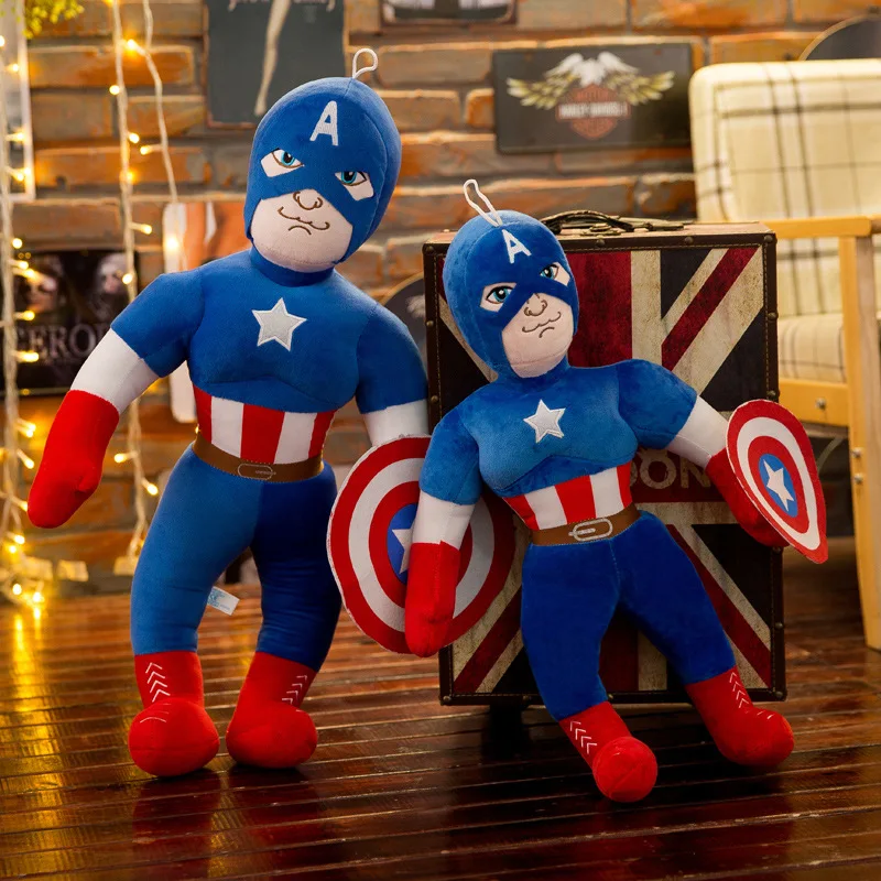 45/55/70cm Captain America Plush Toys The Avengers Cartoon Doll Soft Pillow Plushie Stuffed Toy for Kids Gift Birthday Disney