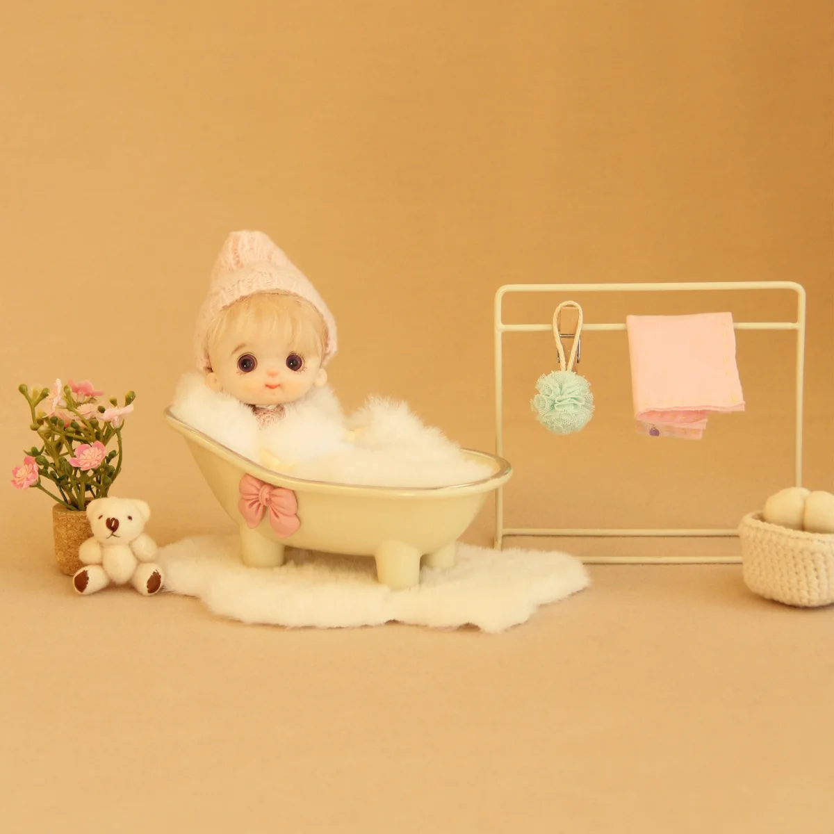 1/12 Scale Mini Resin Bathtub for OB11 & Blythe Dolls Cute Plastic Dollhouse Bathroom Accessory