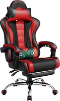 Gaming Chair, Video Game Chair With Massage Lumbar Support And Footrest Height Adjustable Ergonomic Computer Chair