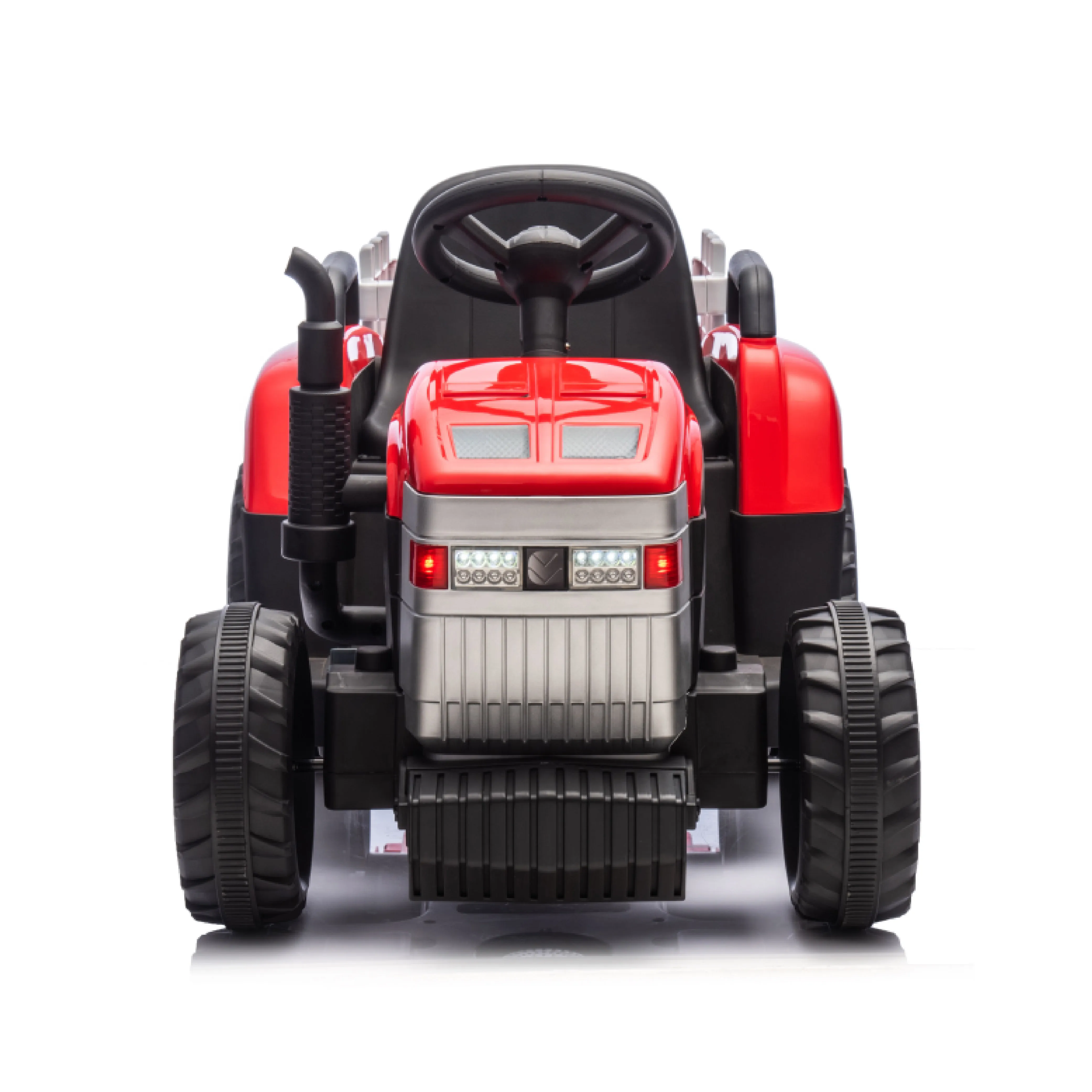 Red, 12V7AH Battery-Powered Toy Tractor with Trailer Remote Contro  Kids' Electric Excavator Vehicles with 2x35W Dual Motor