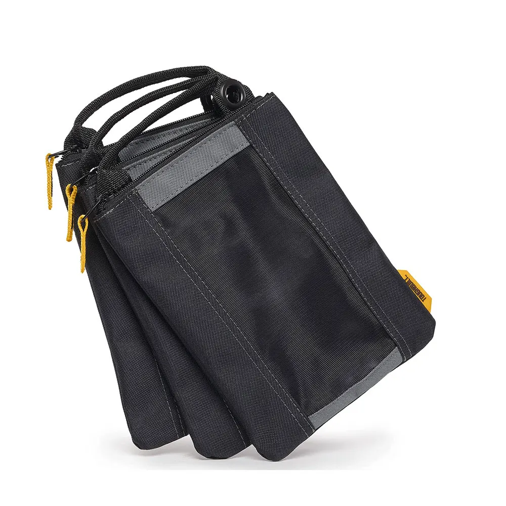 TOUGHBUILT TB-94-M-3 Fastener Bags Pack of 3 Heavy Duty Mesh Window Zipper Tool Pouch for Carpenter Construction