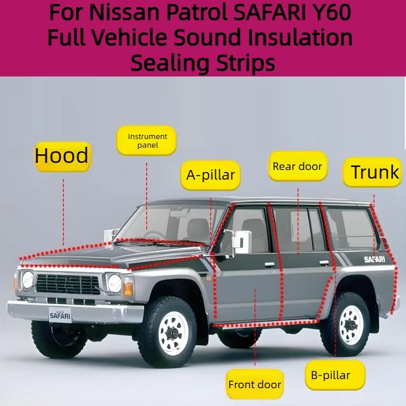 For Nissan Patrol SAFARI Y60 Full Vehicle Soundproofing Strips/Door Buffer Strips/Additional Noise-Inducing Rubber Strips