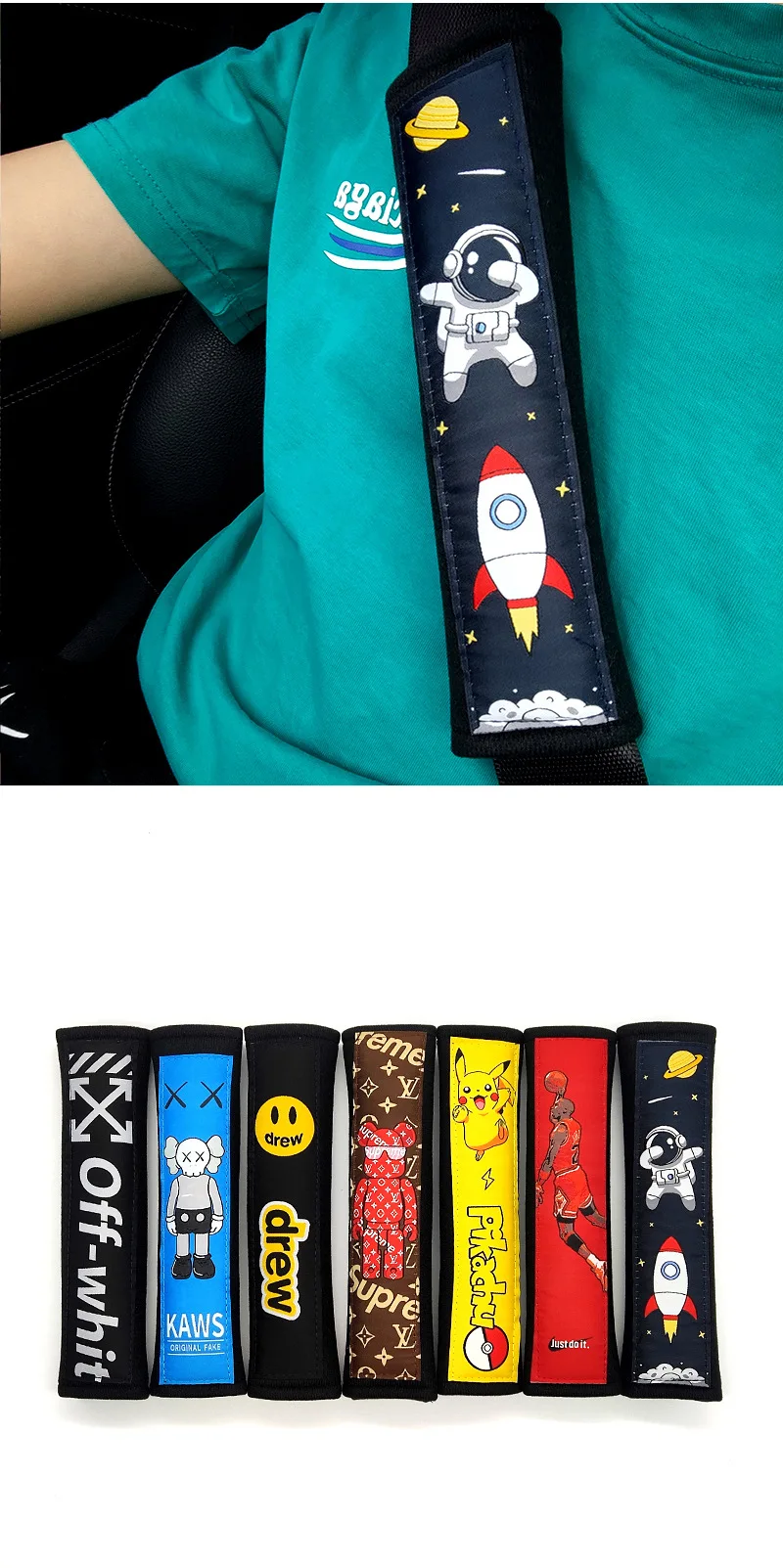 Pokemon Car Seat Belt Shoulder Cover Pikachu Auto Parts Extended Seat Belt Shoulder Guard General Car Interior Decorations Soft