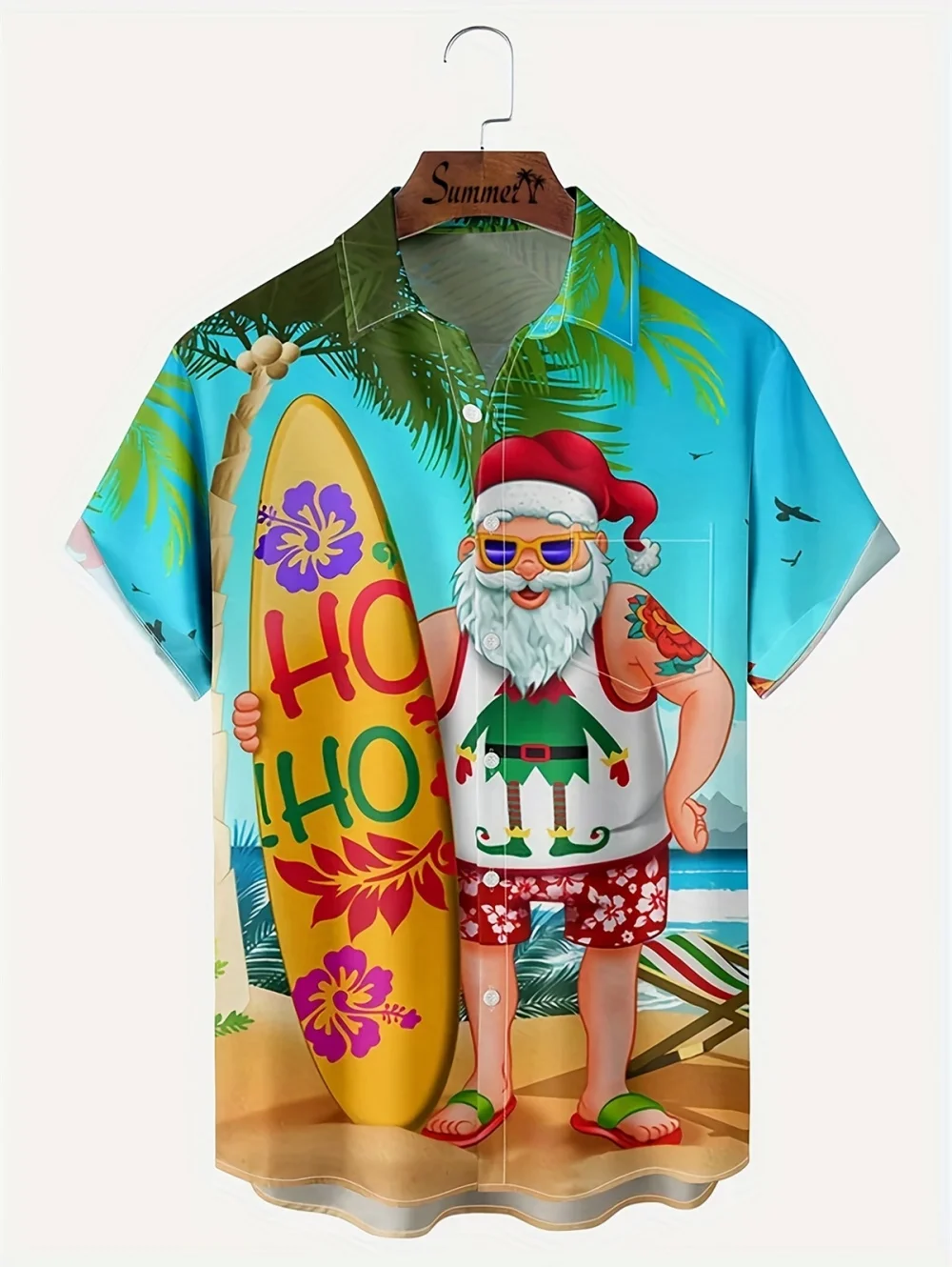 Hawaiian Children's T-Shirt Merry Christmas Santa Claus Graphic Print Boys Girls Shirts Outdoor Casual 2025 Children's Clothing
