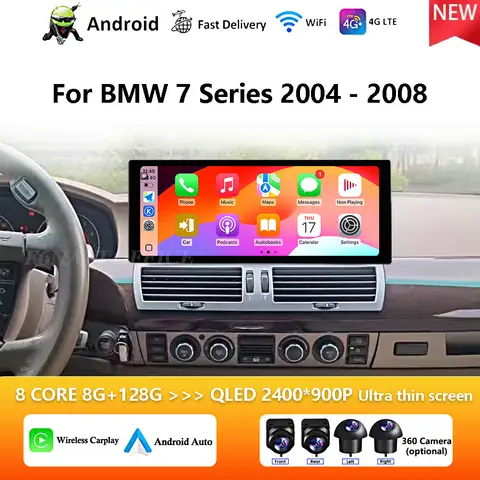 초슬림 터치 안드로이드 GPS 네비게이션 WiFi 카 라디오 멀티미디어 플레이어 4G (BMW 7 시리즈 2004-2008 CCC 카플레이 액세서리)