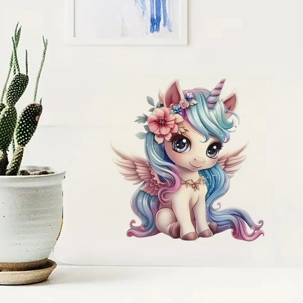 Adorable Cartoon Unicorn Pattern Stickers, Waterproof Vinyl Material, Ideal for Toilet, Home , Refrigerator, Car