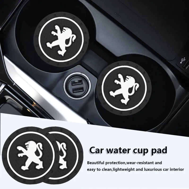 

2 шт. салон автомобиля, подставка для воды, противоскользящая накладка, декоративный коврик для Peugeot 208 308 206 307 207 3008 407 508 2008 5008 408 607