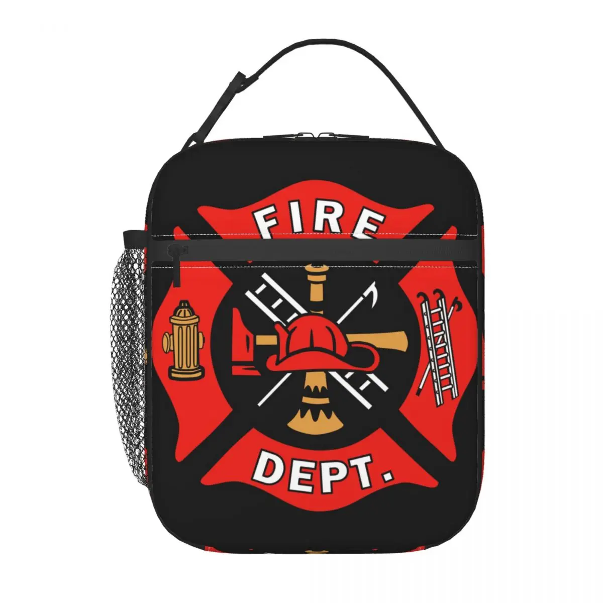 Firefighter Department Logo Thermal Insulated Lunch Bag Portable Lunch Container for School Office Outdoor Storage Food Box