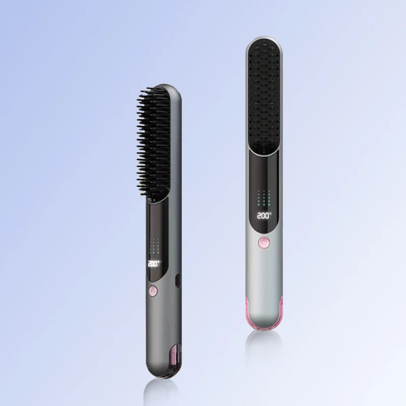 Cordless Ionic Hair Straightener Brush Rechargeable Lightweight Household Hot Styling Tool Travel Battery-Powered Infrared