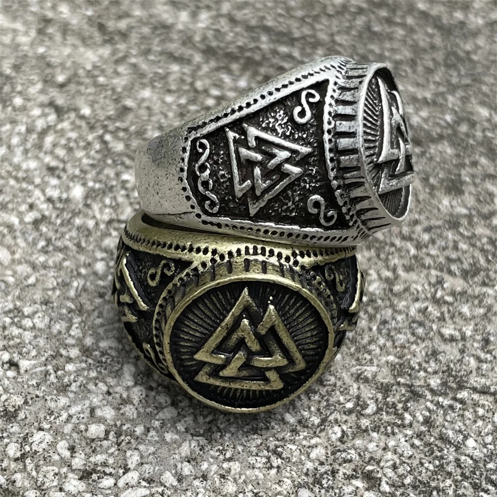 Norse Viking Valknut Vegvisir Symbols Mens Signet Rings For Men Jewelry Dropship Suppliers