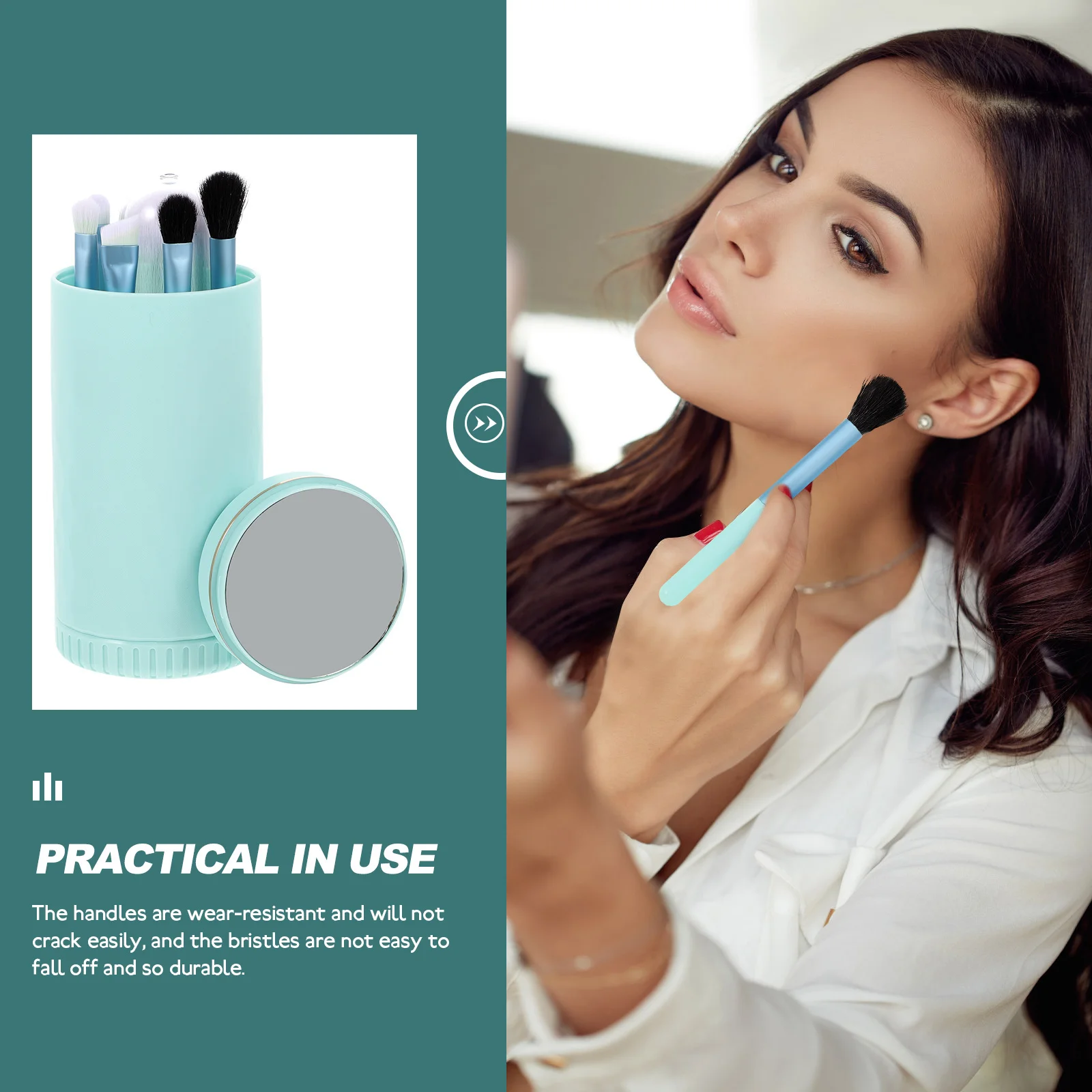 1 set di pennelli per trucco portatili Set di pennelli professionali per donne Applicatore per cipria in polvere per trucco da viaggio