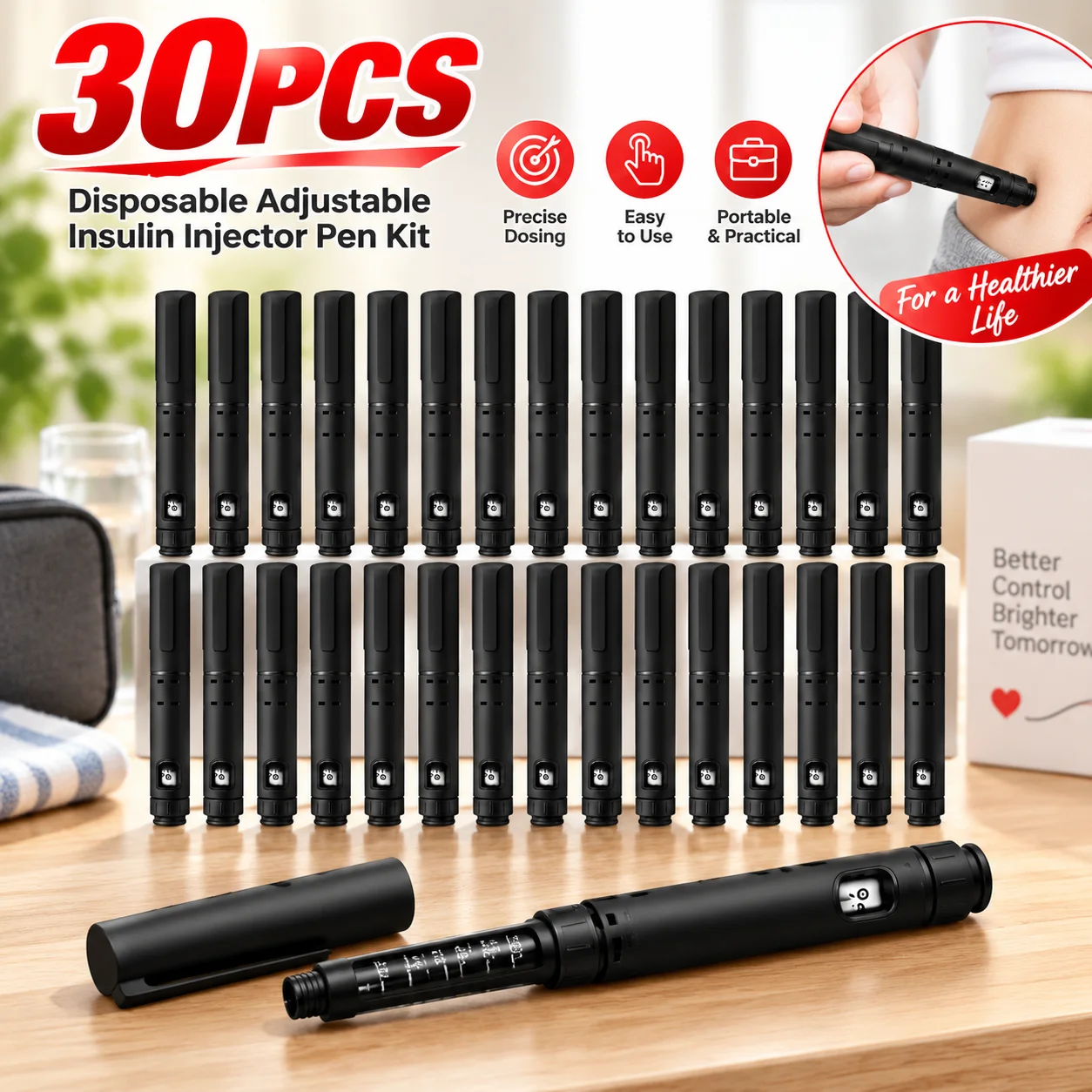 5/10/20/30Pcs Disposable Adjustable Insulin Injector Pen Kit Insulin Syringe Pen Se Precise Dosing Practical Injection Supplies