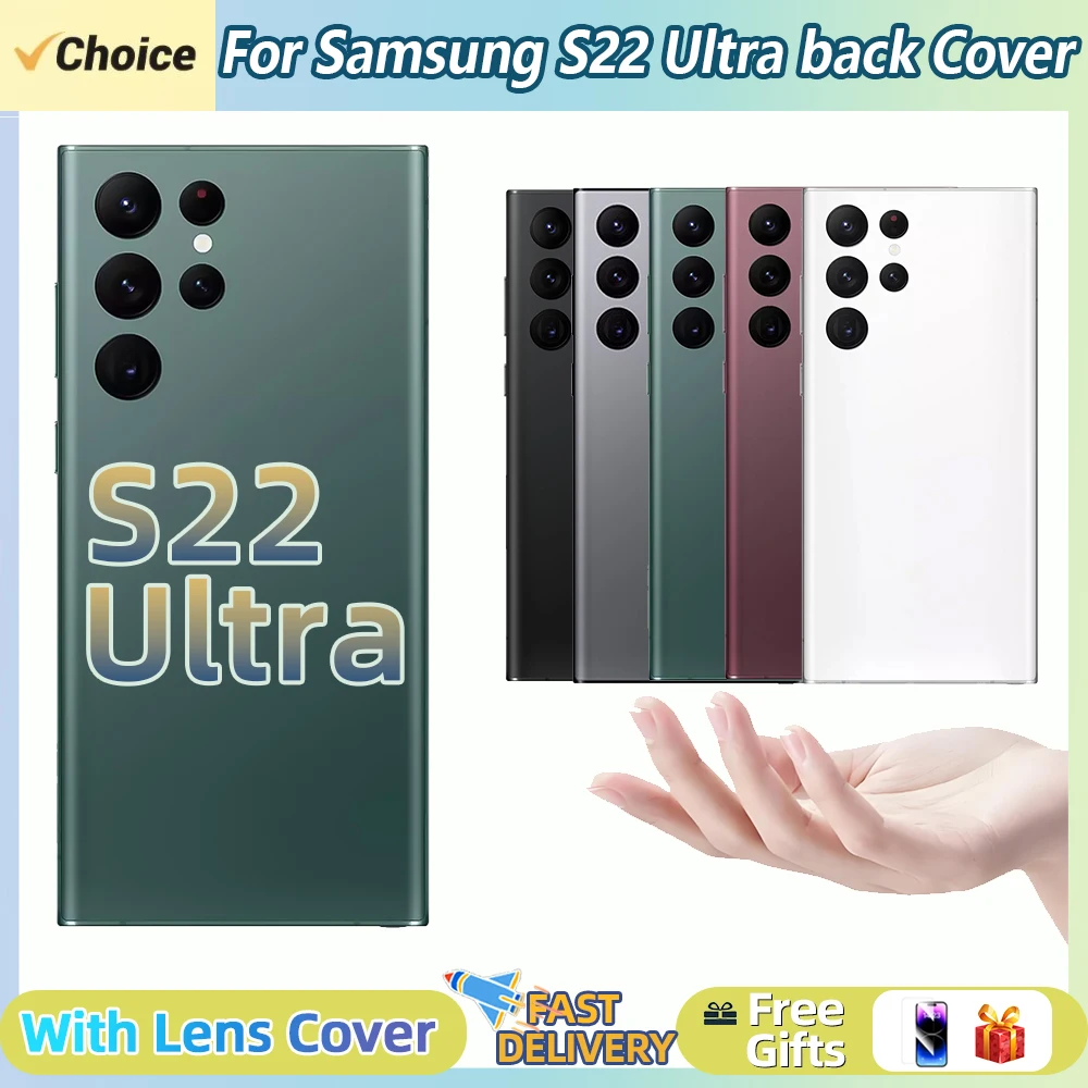 Image of Für Samsung Galaxy S22Ultra Akku-Rückabdeckung 3D-Glaspanel Rückseitige Gehäuseabdeckung Kameralinse Ersatz S22U