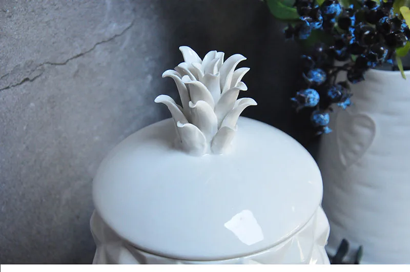 Large Ceramic White Pineapple Storage Tank, Food Container, Candy, Dessert, Snack Jar, Kitchen, Storage Jar, Bar, Home Decor