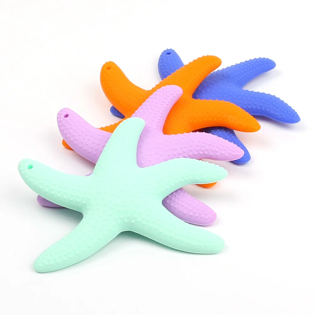

2Pcs Baby Silicone Sea Star Infant Teethers Reasonable Size Baby Teething Tool Mouth Exercise Aid Teether Chew Toy