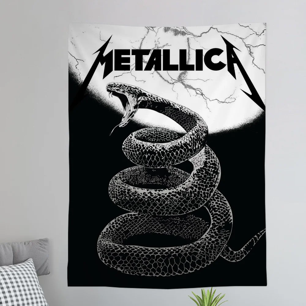 Classic Heavy Metal Wall Tapestry Rock Music Art Decor for Living Room Dorm Bedroom Enhance spatial aesthetics without flagpole