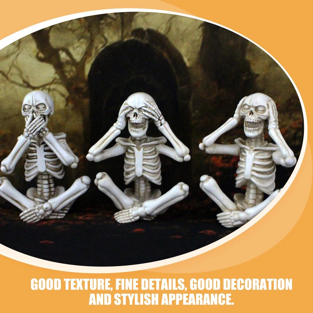 

3pcs Statue Small Resin Figure Sculpture Home Decor Halloween Table Figurines nament Evil Halloween Figurines