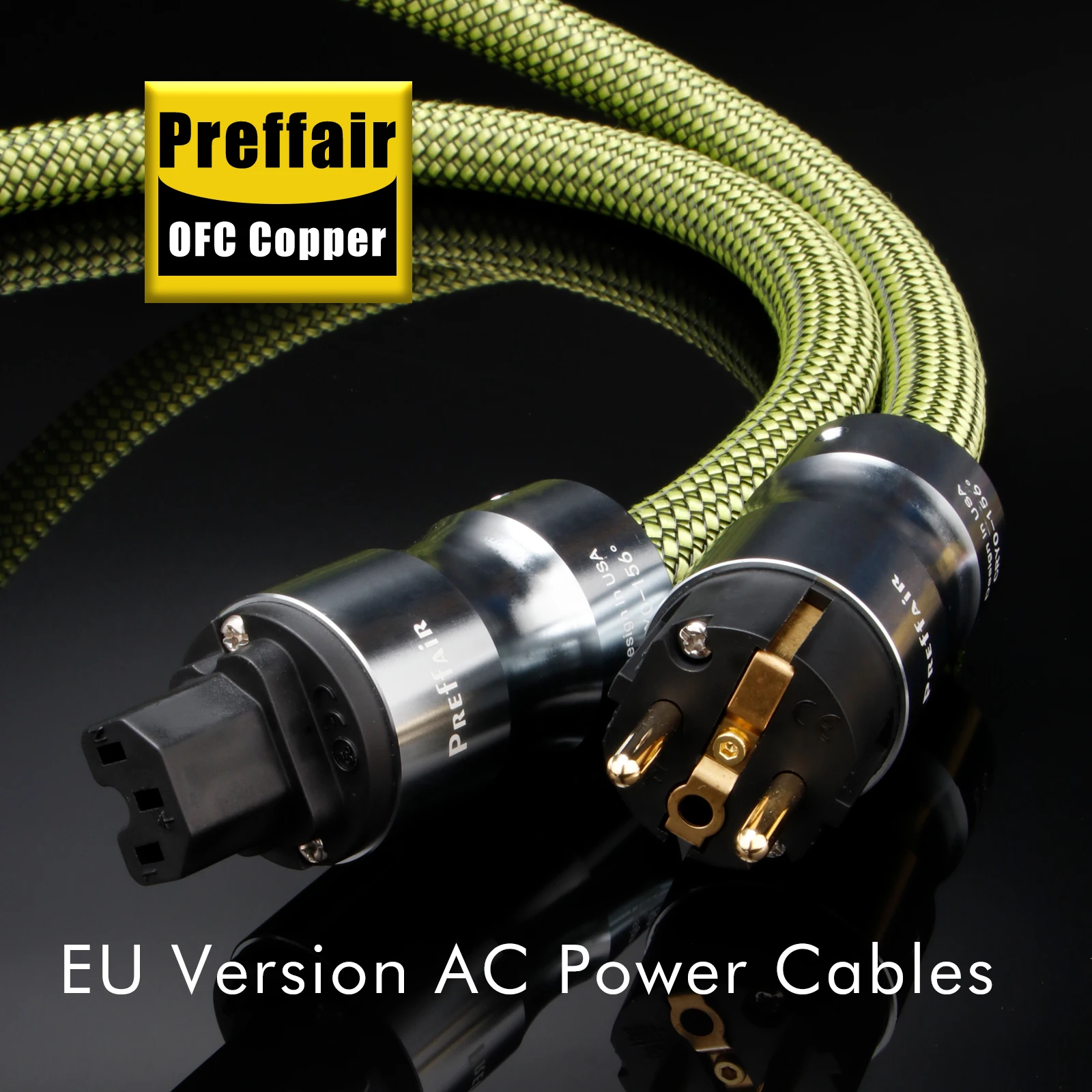 Preffair D503P089G HIFi-Stromkabel, Netzkabel, Schuko/US+C15-Stecker für Audio-CD-Verstärker, Verstärker – Detail 2