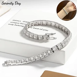 Serenity 3mm D Moissanite Tennis Bracelet for Women Man Gift 100% S925 Sterling Silver Lab Diamond Double Safety Lock Hand Chain