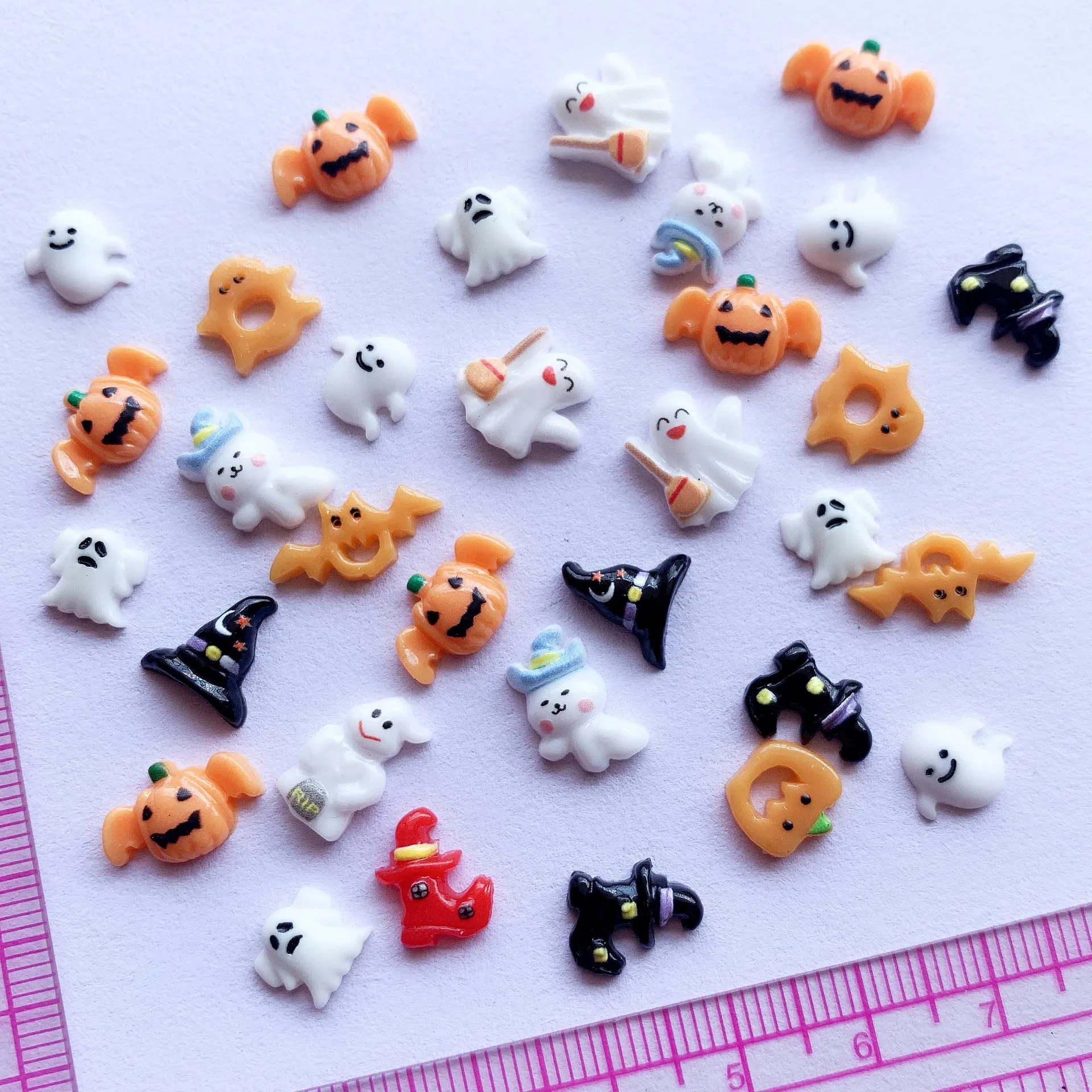 20pcs Halloween Nail Charms 3D Cartoon Resin Flatback Angel Ghost Tombstone Nail Art Parts Festival Nail Decorations Accessories