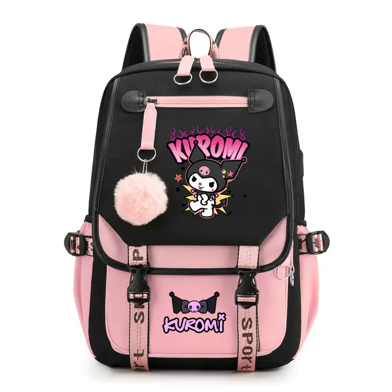 Miniso kuromi mochila para menina anime saco de escola para adolescente lona portátil mochila feminina dos desenhos animados anime mochila