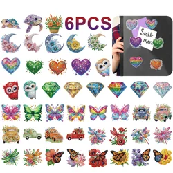 6PCS DIY Full Drill Special Shaped Diamond Painting Fridge Magnet Sticker Diamond Embroidery Owl Moon Home Kitchen Decoration