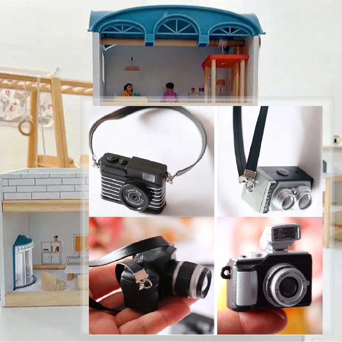 1Pc Plastic Photobooth Props Mini Retro Digital Camera Model for Dollhouse Home Decoration Accessories Birthday Christmas Gifts