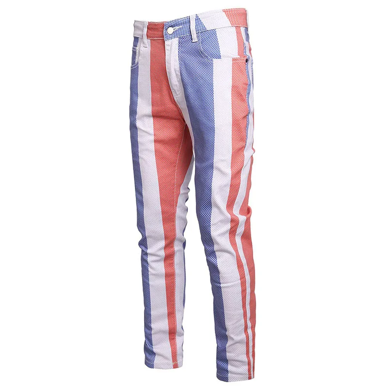 

Men's Cotton Stretch Jeans Side Stripe Designerer Straight Leg Denim Pants for Men 2025