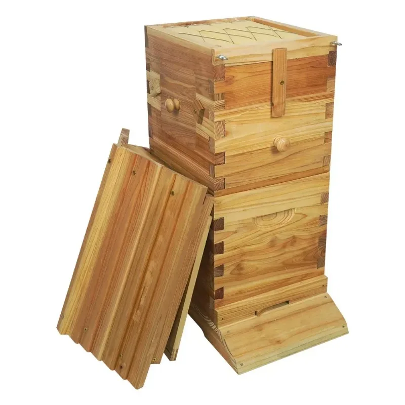 تتدفق خلية النحل مجموعة كاملة خلايا النحل صناديق بداية عدة خشبية تربية النحل منزل خلية النحل صناديق خلية النحل الإطار الآلي