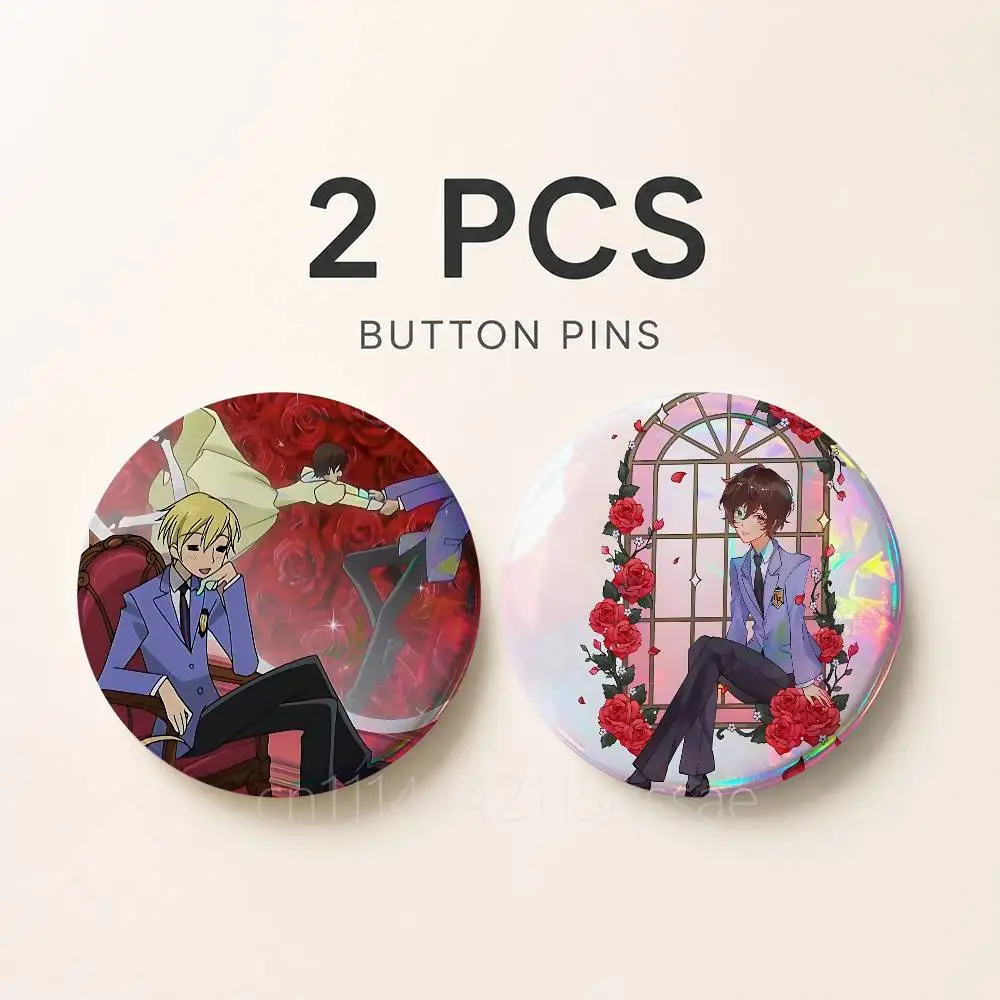 OHSHC O-Ouran High School 25/32/44/58/75mm Badges Bright Printed Icon Gift For Friends Badge Collar Brooch Lapel Pin Metal