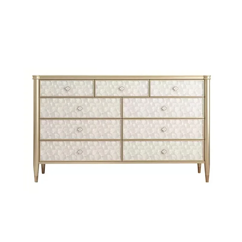 

Nine chest French cream style bedroom drawer locker modern simple solid wood bedside cabinet