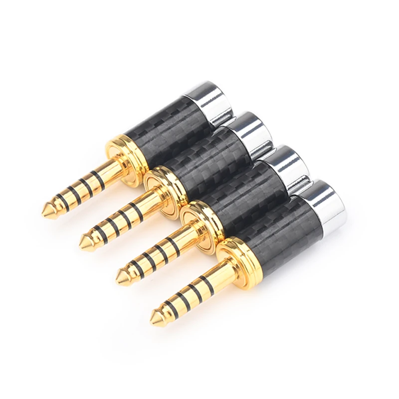 

4PCS Hifi 4.4mm Plug Carbon Fiber Gold Plated 4.4 Balance Stereo Audio Jack Wire Connector for Headset Adapter