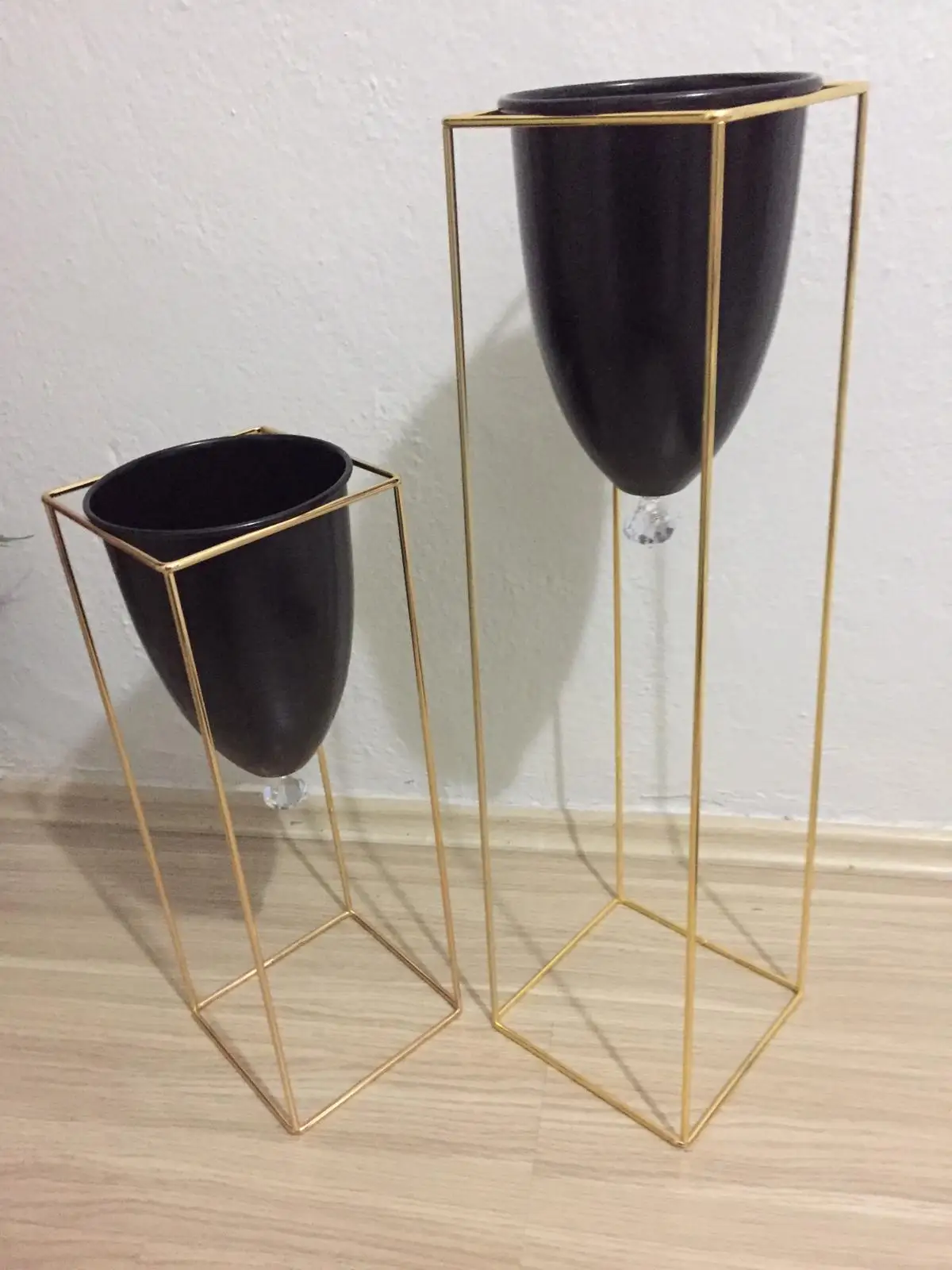 Nordic 2 Pcs Gold Black Flower Pot Iron Stand planter for flowers support glasses plant pots decorative vase garden accessories