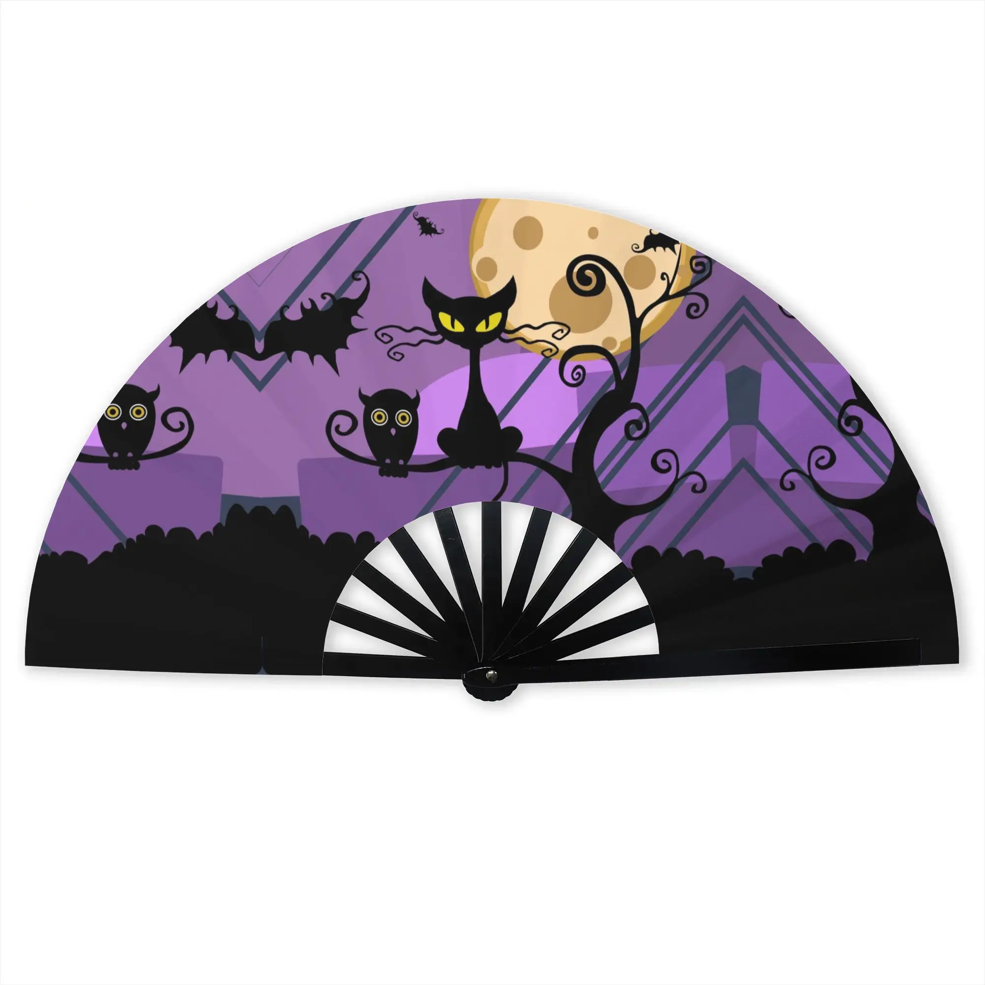 Halloween Pumpkin Owl Traditional Folding Fan Chinese Style  High-Quality Fans Gift Elegant Decorative Hand Fan