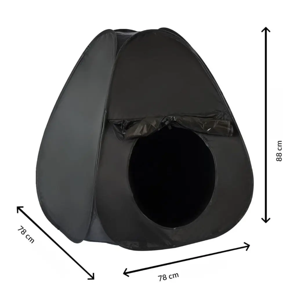 Tende sensoriali pieghevoli oscuranti con borsa portaoggetti tenda Pop-Up portatile tenda oscurante nera in tessuto Oxford rivestito in argento