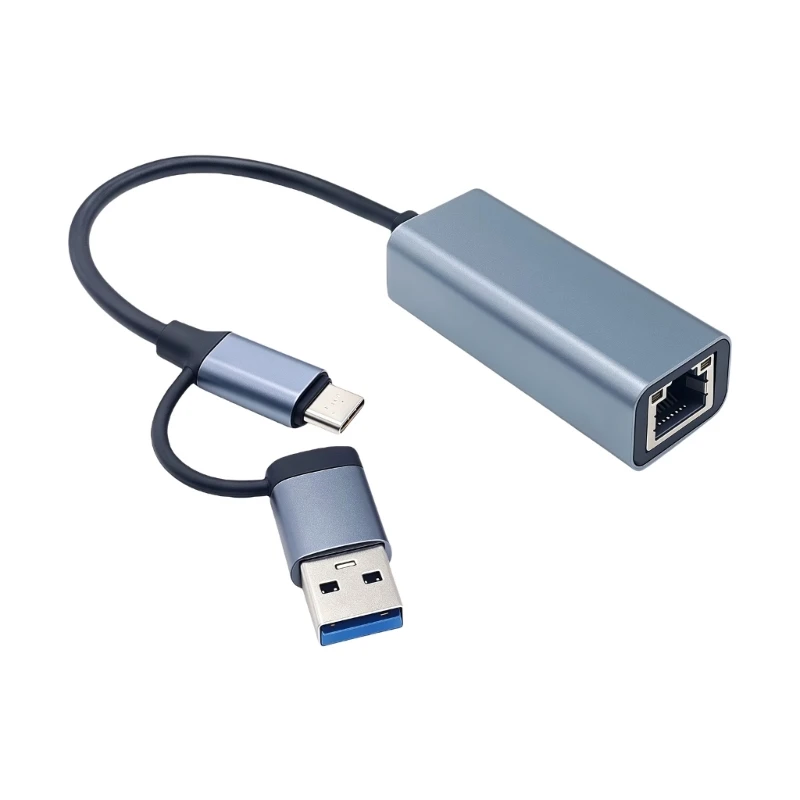 อะแดปเตอร์การ์ดเครือข่าย 5000Mbps USB/Type-C เป็น RJ45 อะแดปเตอร์ 5Gbps USB 3.0 การ์ดเครือข่ายแบบมีสาย Gigabit ตัวแปลง HUB สำหรับพีซีและแล็ปท็อป